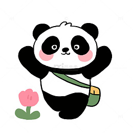 春天动物熊猫春游免抠元素