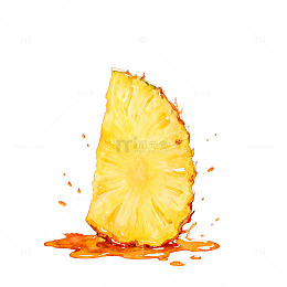 水彩菠萝果汁艺术插画