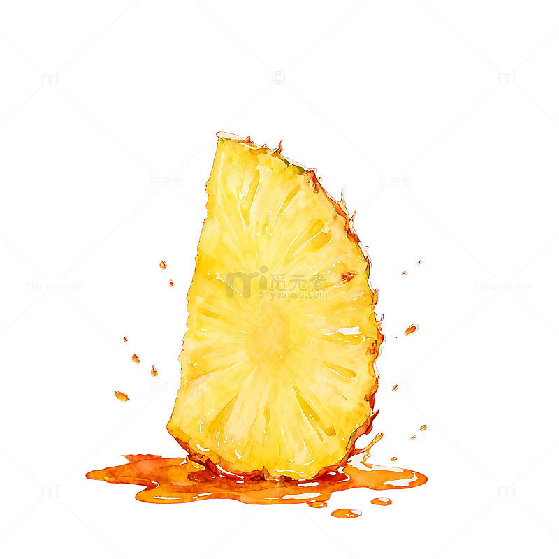 水彩菠萝果汁艺术插画