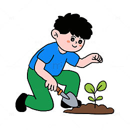 春天种植植树免抠元素