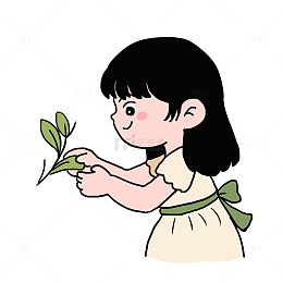 春天人物摘茶叶免抠元素