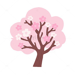 春天花开樱花树免抠元素
