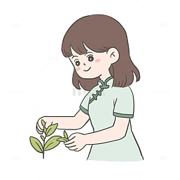 春天女生采茶叶免抠元素