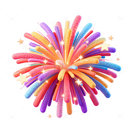 彩虹色烟花创意3D渲染图