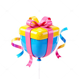 彩色气球礼盒装饰设计素材