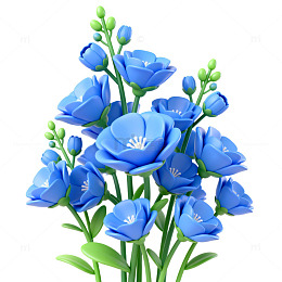 蓝色花卉插画矢量图