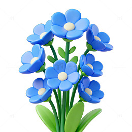 AI生成蓝色花朵插图