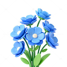 卡通蓝色花朵装饰图案