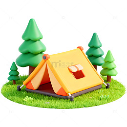 卡通露营场景摆件