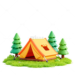 卡通户外露营场景3D模型