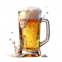 啤酒泡沫飞溅玻璃杯