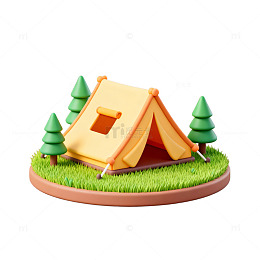 卡通风露营帐篷场景