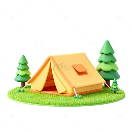 卡通野营帐篷插画
