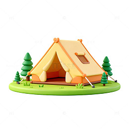 卡通风露营帐篷场景