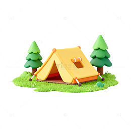 卡通风野营帐篷模型素材