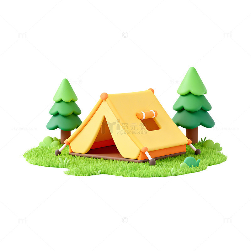 卡通风野营帐篷模型素材