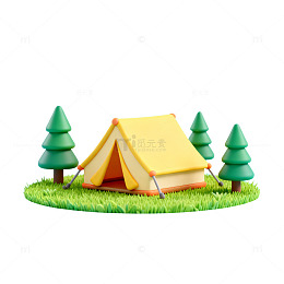 卡通风露营帐篷场景