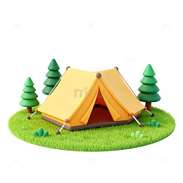 卡通户外露营场景3D模型