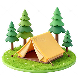 卡通森林露营场景3D模型