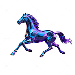 赛博朋克风马艺术插画