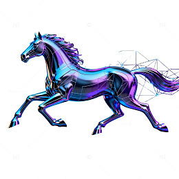 未来感金属马数字艺术
