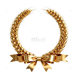 金色麦穗花环装饰设计