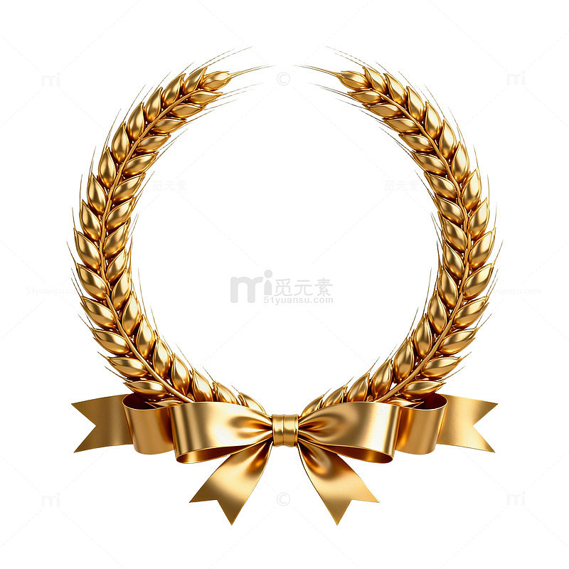 金色麦穗花环装饰设计