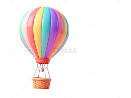 彩虹热气球梦幻插画