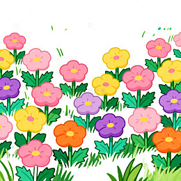 彩绘花朵花园插画设计素材