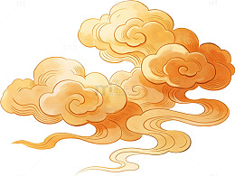 金黄色云纹传统艺术插画