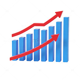 蓝色柱状图增长趋势图