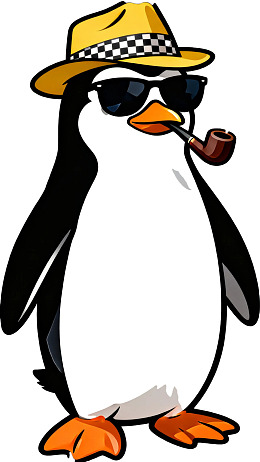 戴帽墨镜叼烟斗的企鹅