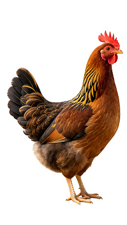 一只站立的棕色公鸡图片