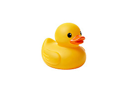 黄色橡胶鸭玩具特写图片