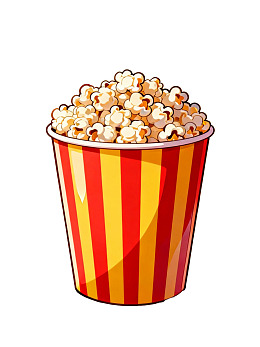 红黄条纹桶装爆米花图片