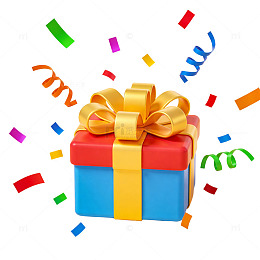 喜庆礼物盒彩带装饰图