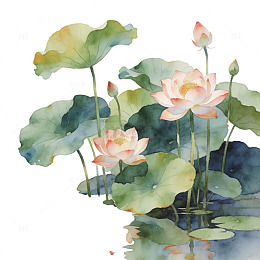 水墨荷花写意国画