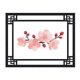 古风樱花装饰图案矢量素材