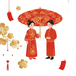 传统婚礼喜庆插画