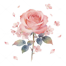 水彩玫瑰浪漫花卉插画