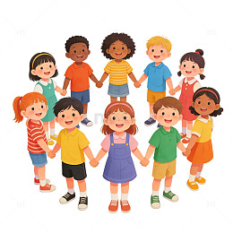 卡通儿童团结友谊插画