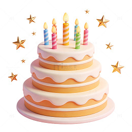 彩色蜡烛生日蛋糕设计图