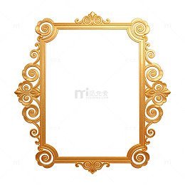 金色古典花纹相框设计素材