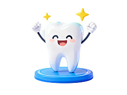 卡通牙齿人物庆祝姿势