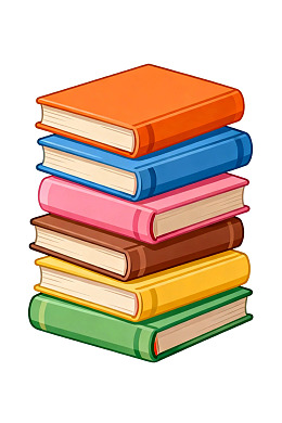 彩色书本堆叠卡通插画