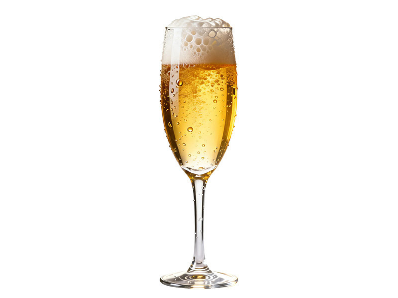 一杯装满气泡酒的高脚杯