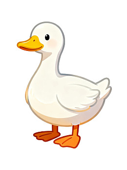 卡通风格白色鸭子形象