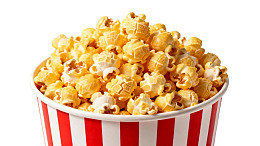 红白条纹桶装爆米花图片