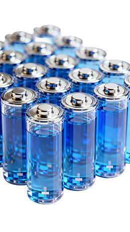 蓝色液体电池排列展示