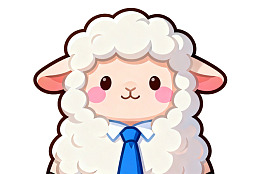卡通羊穿着领带的可爱形象